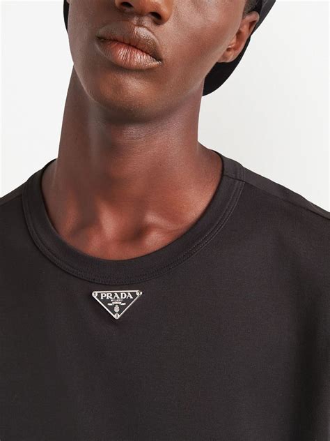 prada logo plaque t shirt|Prada graphic tee.